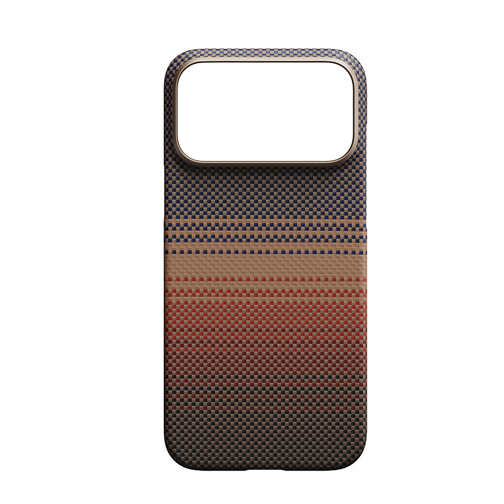 Apple iPhone 17 Pro Kılıf M-safe Şarj Özellikli Aramid Fiber Pitaka Tactile Woven Sunset-Moonrise Serisi Kapak