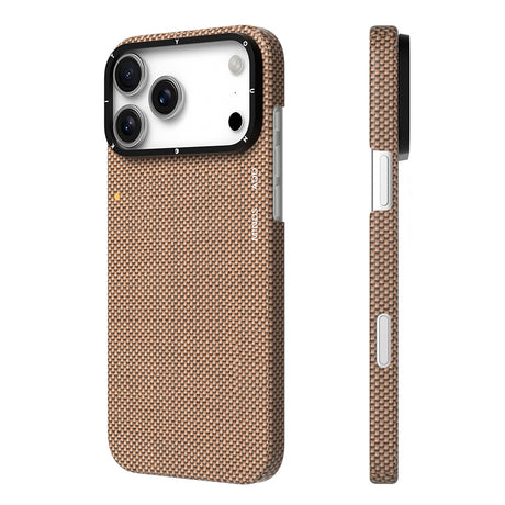Apple iPhone 17 Pro Kılıf M-safe Şarj Özellikli Aramid Fiber Youngkit 1500D Kevlar Extreme Wing Titanyum-Gold Serisi Kapak