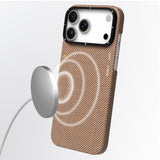 Apple iPhone 17 Pro Kılıf M-safe Şarj Özellikli Aramid Fiber Youngkit 1500D Kevlar Extreme Wing Titanyum-Gold Serisi Kapak