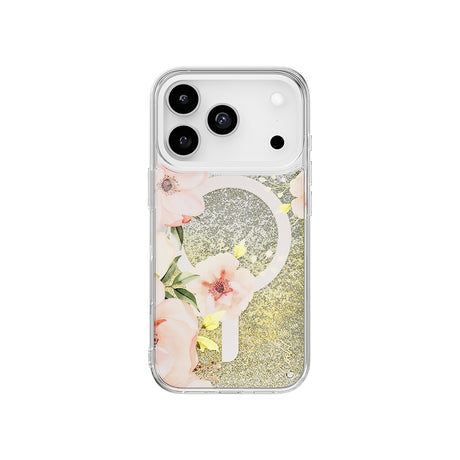 Apple iPhone 17 Pro Kılıf M-safe Şarj Özellikli Çiçek Desenli Simli Arka Yüzey Coehl Fleurette Kapak