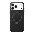 Apple iPhone 17 Pro Kılıf M-safe Şarj Özellikli Deri Tasarımlı Standlı Pynana Dancing Circle Luxury Serisi Kapak