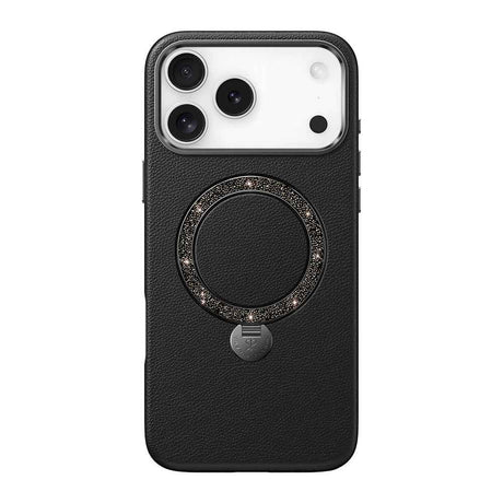 Apple iPhone 17 Pro Kılıf M-safe Şarj Özellikli Deri Tasarımlı Standlı Pynana Dancing Circle Luxury Serisi Kapak