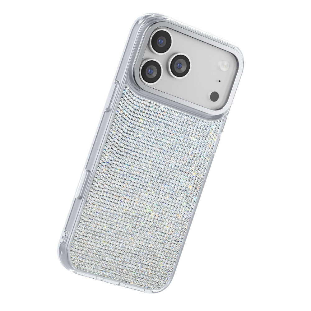 Apple iPhone 17 Pro Kılıf M-Safe Şarj Özellikli El İşlemeli Swarovski Taşlı Zore Paris Riva Sert PC Kapak