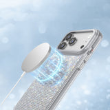 Apple iPhone 17 Pro Kılıf M-Safe Şarj Özellikli El İşlemeli Swarovski Taşlı Zore Paris Riva Sert PC Kapak