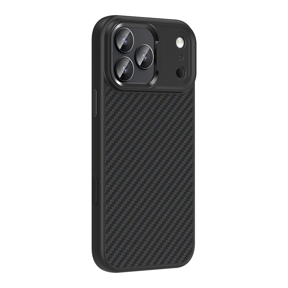 Apple iPhone 17 Pro Kılıf M-Safe Şarj Özellikli Karbon Fiber Görünümlü Zore Truva Silikon Kapak