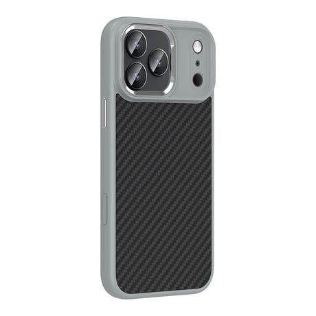 Apple iPhone 17 Pro Kılıf M-Safe Şarj Özellikli Karbon Fiber Görünümlü Zore Truva Silikon Kapak