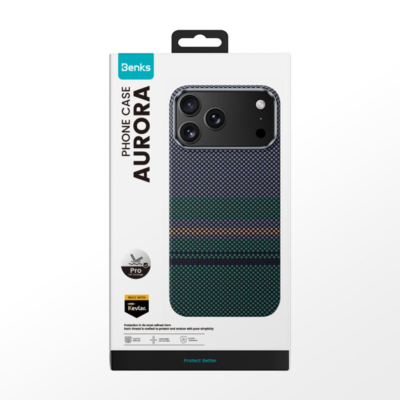 Apple iPhone 17 Pro Kılıf M-safe Şarj Özellikli Karbon Fiber Tasarımlı Benks Aurora ArmorPro Kevlar Kapak