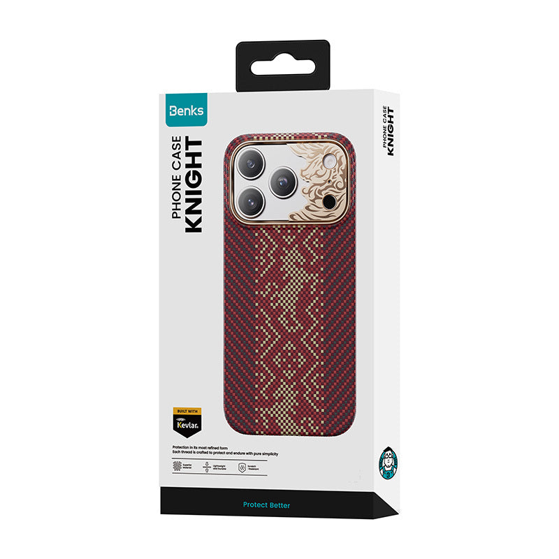 Apple iPhone 17 Pro Kılıf M-safe Şarj Özellikli Karbon Fiber Tasarımlı Benks Knight ArmorAir Kevlar Kapak