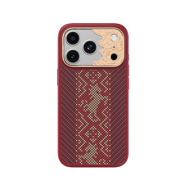 Apple iPhone 17 Pro Kılıf M-safe Şarj Özellikli Karbon Fiber Tasarımlı Benks Knight ArmorPro Kevlar Kapak