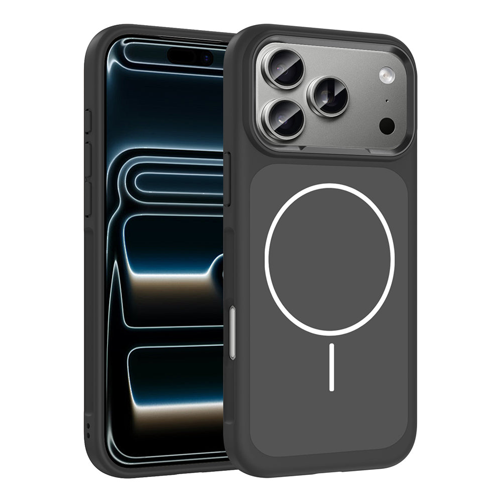 Apple iPhone 17 Pro Kılıf M-Safe Şarj Özellikli Metal Kamera Çerçeveli Zore Sanremo Silikon Kapak