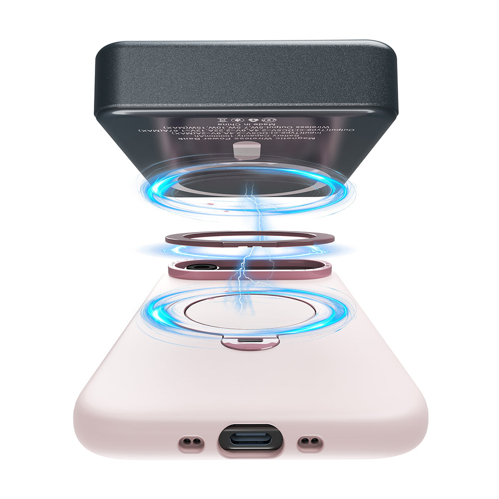 Apple iPhone 17 Pro Kılıf M-safe Şarj Özellikli Metal Standlı Sıvı Silikon Lenyes CK223 Kapak