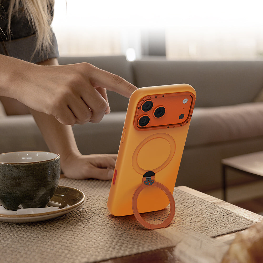 Apple iPhone 17 Pro Kılıf M-safe Şarj Özellikli Metal Standlı Sıvı Silikon Lenyes CK223 Kapak