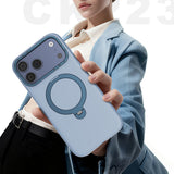 Apple iPhone 17 Pro Kılıf M-safe Şarj Özellikli Metal Standlı Sıvı Silikon Lenyes CK223 Kapak
