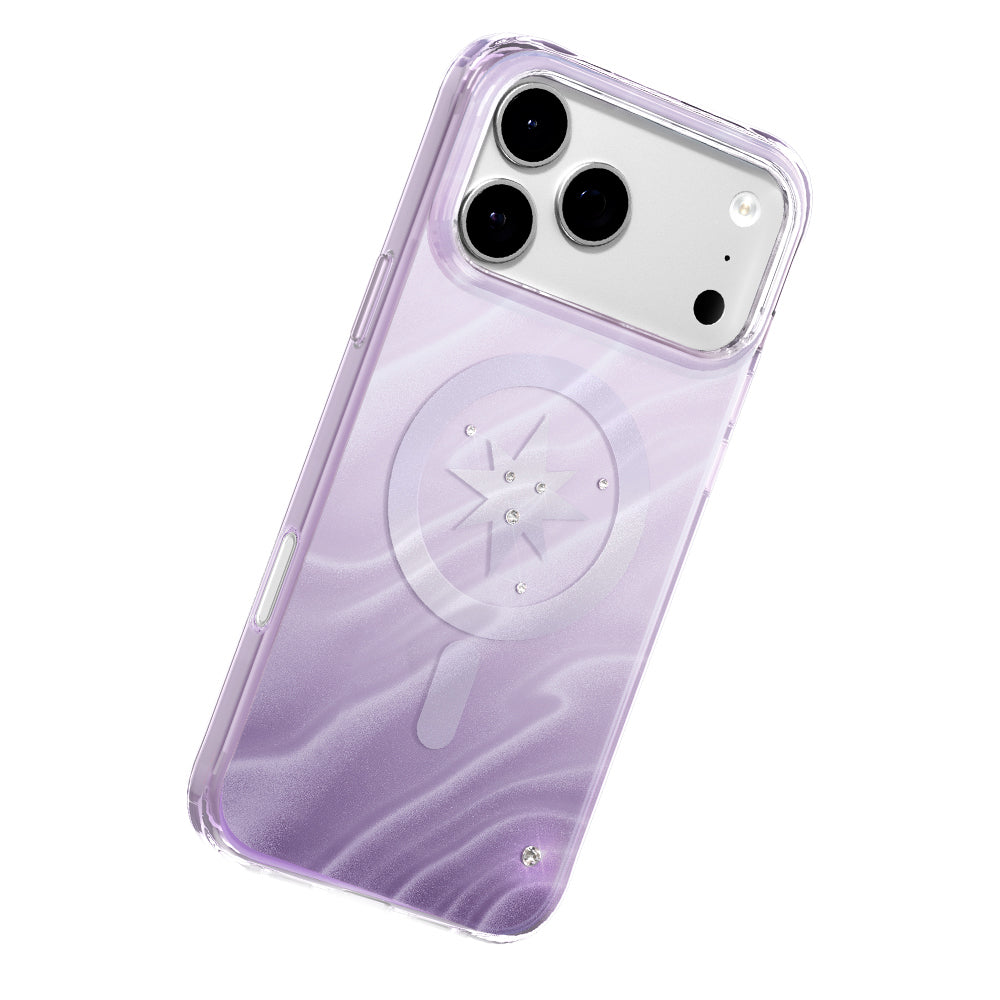 Apple iPhone 17 Pro Kılıf M-Safe Şarj Özellikli Orjinal Swarovski Taşlı Zore Paris Rovix Sert PC Kapak
