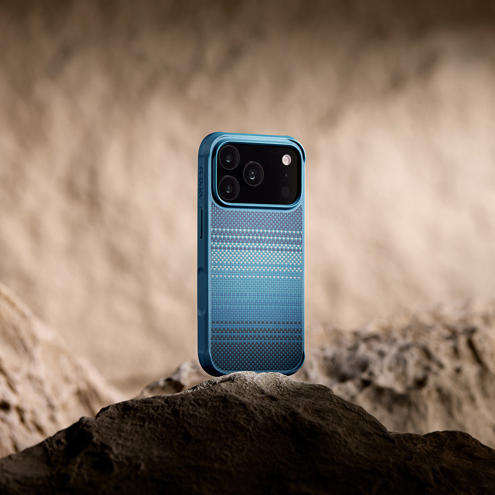 Apple iPhone 17 Pro Kılıf M-safe Şarj Özellikli Pitaka Tactile Woven Sunset-Moonrise Aramid Pro Guard Serisi Kapak