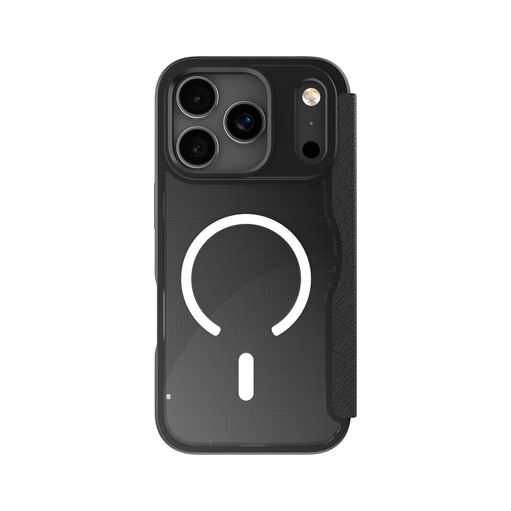 Apple iPhone 17 Pro Kılıf M-Safe Şarj Özellikli Raptic Air Folio Şeffaf Kartlıklı Kapaklı Kılıf
