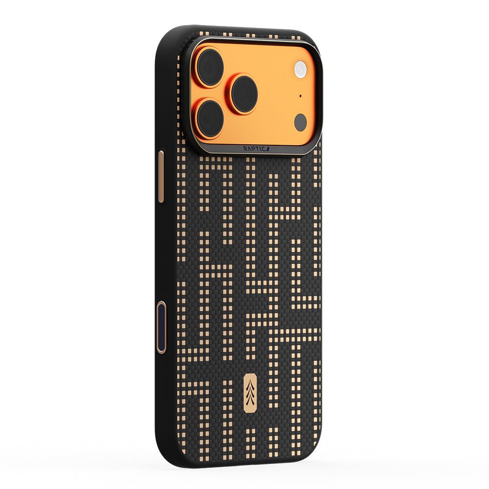 Apple iPhone 17 Pro Kılıf M-safe Şarj Özellikli Raptic Aramid Dual Grid Serisi Karbon Kapak