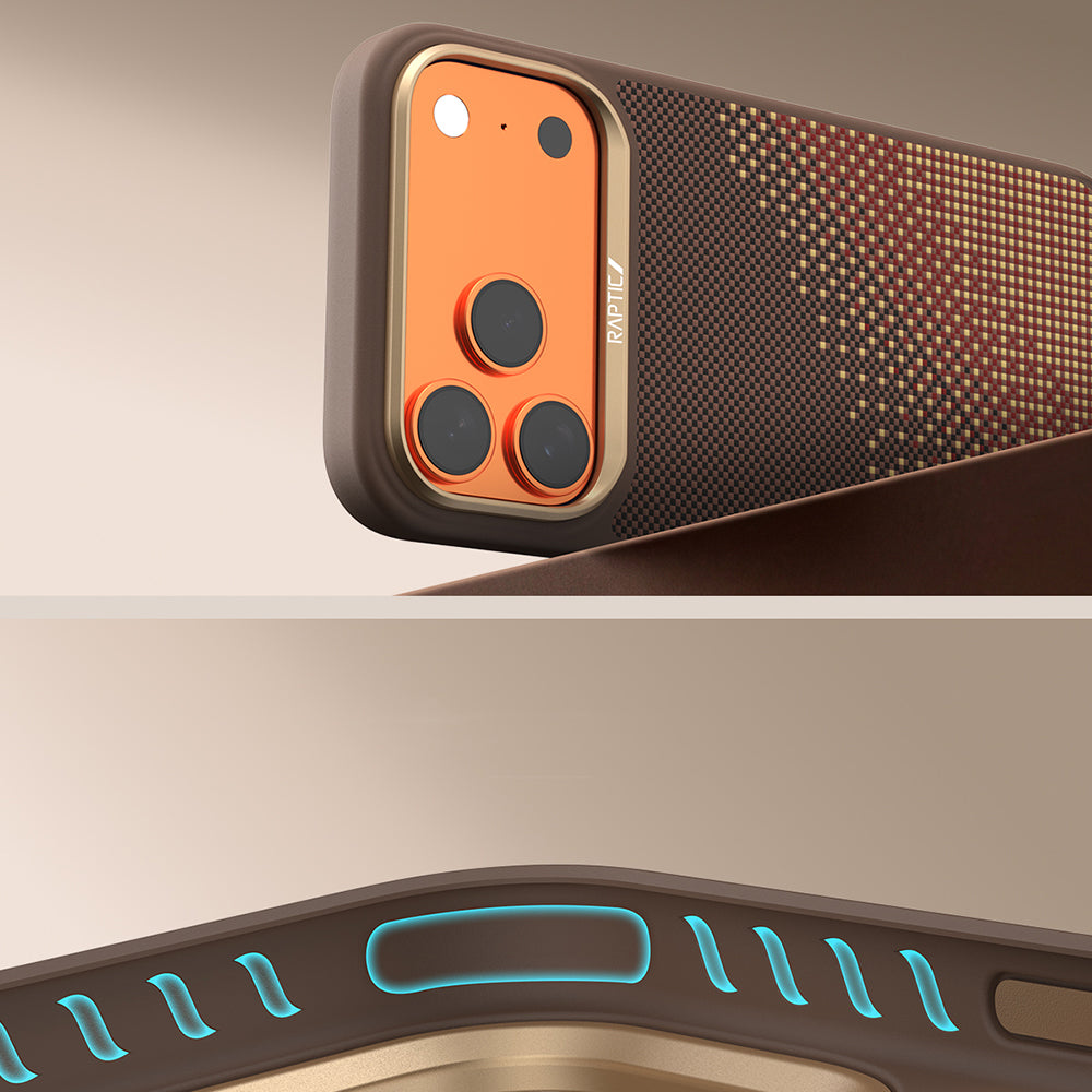 Apple iPhone 17 Pro Kılıf M-safe Şarj Özellikli Raptic Aramid Dual Serenity Serisi Karbon Kapak