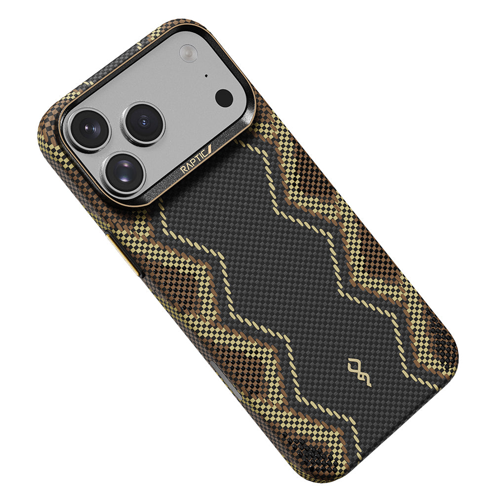 Apple iPhone 17 Pro Kılıf M-safe Şarj Özellikli Raptic Aramid Skin Scepter Serisi Karbon Kapak