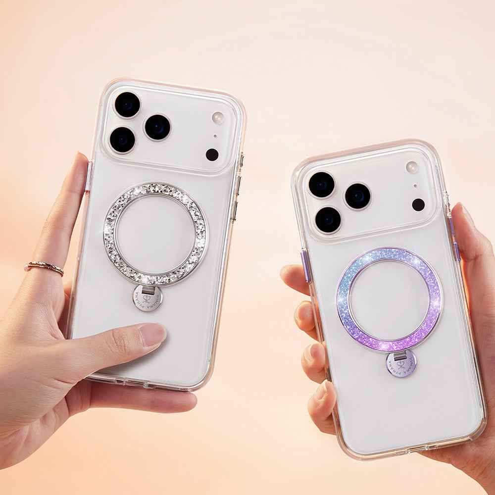 Apple iPhone 17 Pro Kılıf M-safe Şarj Özellikli Simli Standlı Pynana Dancing Circle Trendy Serisi Kapak