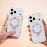 Apple iPhone 17 Pro Kılıf M-safe Şarj Özellikli Simli Standlı Pynana Dancing Circle Trendy Serisi Kapak