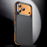 Apple iPhone 17 Pro Kılıf Mat Transparan Karbon Fiber Görünümlü Wlons Marin Kapak