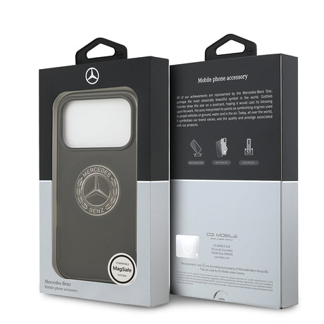 Apple iPhone 17 Pro Kılıf Mercedes Benz Orjinal Lisanslı M-safe Şarj Özellikli Buzlu PC Nostaljik Yıldız Dizayn Kapak