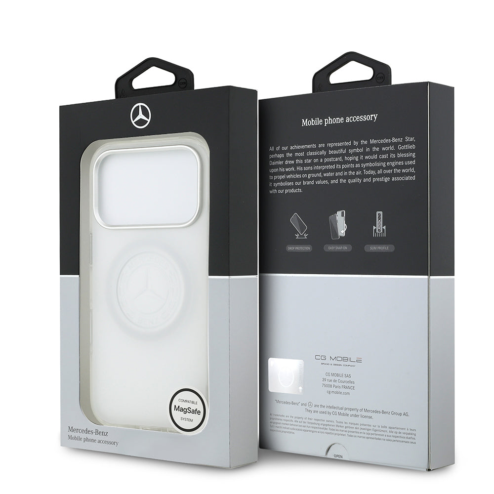 Apple iPhone 17 Pro Kılıf Mercedes Benz Orjinal Lisanslı M-safe Şarj Özellikli Buzlu PC Nostaljik Yıldız Dizayn Kapak
