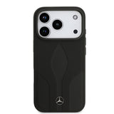 Apple iPhone 17 Pro Kılıf Mercedes Benz Orjinal Lisanslı M-safe Şarj Özellikli Dokulu Desenli Deri Kapak