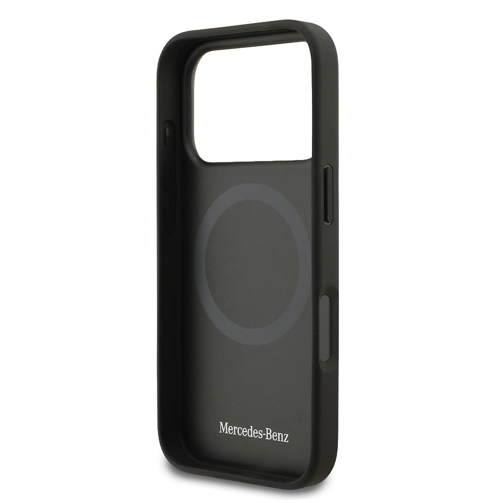 Apple iPhone 17 Pro Kılıf Mercedes Benz Orjinal Lisanslı M-safe Şarj Özellikli Dokulu Desenli Deri Kapak