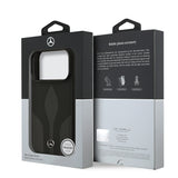 Apple iPhone 17 Pro Kılıf Mercedes Benz Orjinal Lisanslı M-safe Şarj Özellikli Dokulu Desenli Deri Kapak