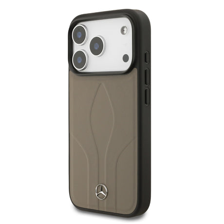 Apple iPhone 17 Pro Kılıf Mercedes Benz Orjinal Lisanslı M-safe Şarj Özellikli Dokulu Desenli Deri Kapak