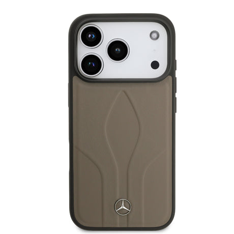 Apple iPhone 17 Pro Kılıf Mercedes Benz Orjinal Lisanslı M-safe Şarj Özellikli Dokulu Desenli Deri Kapak