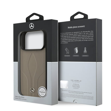 Apple iPhone 17 Pro Kılıf Mercedes Benz Orjinal Lisanslı M-safe Şarj Özellikli Dokulu Desenli Deri Kapak