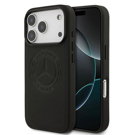 Apple iPhone 17 Pro Kılıf Mercedes Benz Orjinal Lisanslı M-safe Şarj Özellikli Hakiki Deri Nostaljik Yıldız Dizayn Kapak