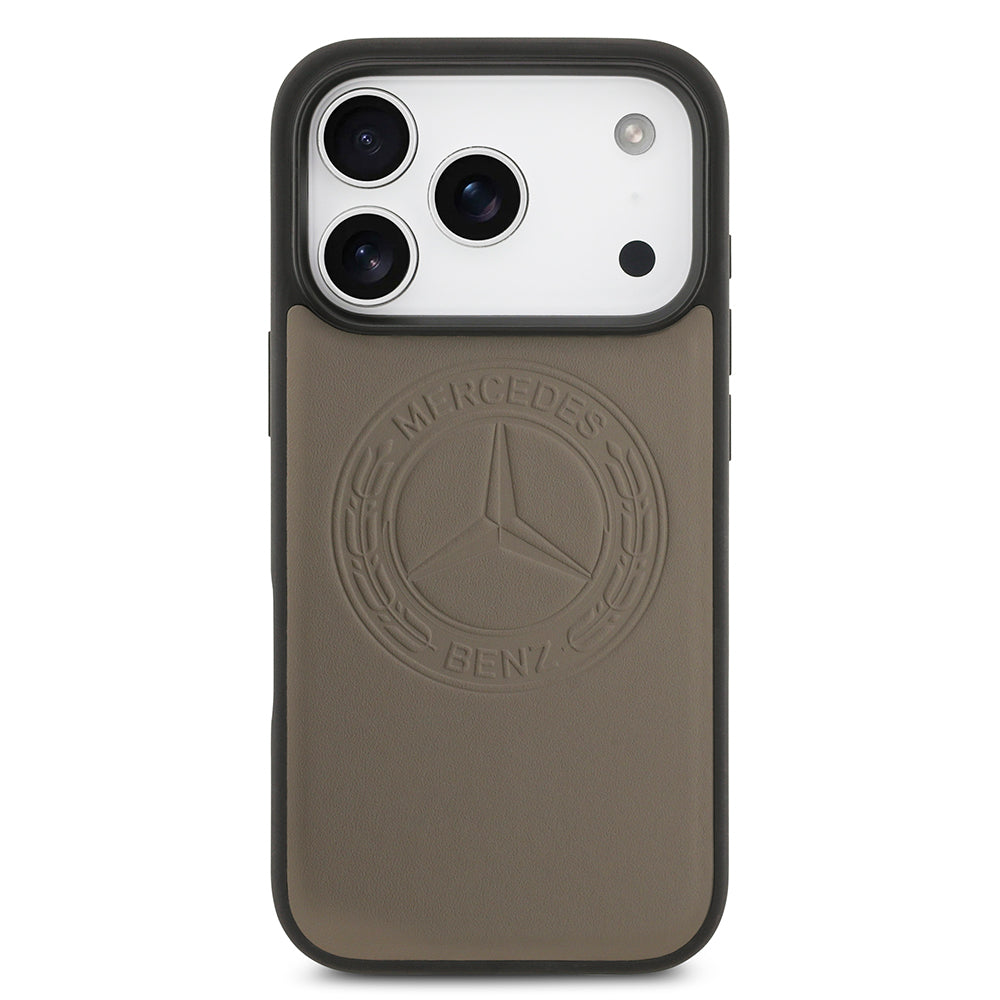 Apple iPhone 17 Pro Kılıf Mercedes Benz Orjinal Lisanslı M-safe Şarj Özellikli Hakiki Deri Nostaljik Yıldız Dizayn Kapak
