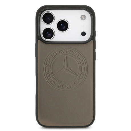 Apple iPhone 17 Pro Kılıf Mercedes Benz Orjinal Lisanslı M-safe Şarj Özellikli Hakiki Deri Nostaljik Yıldız Dizayn Kapak