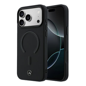 Apple iPhone 17 Pro Kılıf Mercedes Benz Orjinal Lisanslı M-safe Şarj Özellikli Metal Yıldız Logolu Kabartmalı Deri Kapak