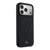 Apple iPhone 17 Pro Kılıf Mercedes Benz Orjinal Lisanslı M-safe Şarj Özellikli Metal Yıldız Logolu Kabartmalı Deri Kapak