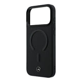 Apple iPhone 17 Pro Kılıf Mercedes Benz Orjinal Lisanslı M-safe Şarj Özellikli Metal Yıldız Logolu Kabartmalı Deri Kapak