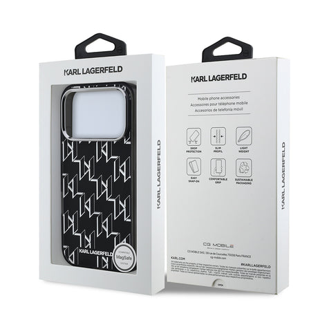 Apple iPhone 17 Pro Kılıf Orjinal Lisanslı M-safe Şarj Özellikli Karl Lagerfeld IML Baskılı Monogram Dizayn Kapak