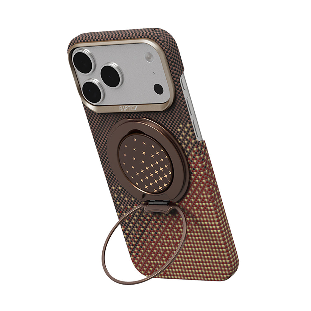 Apple iPhone 17 Pro Kılıf Raptic 2in1 Bundle Kit Aramid Skin Serenity Serisi Stand ve Karbon Kapak