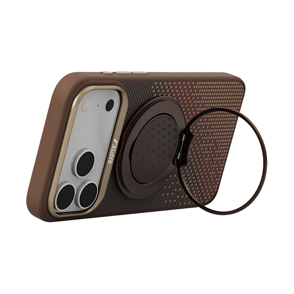 Apple iPhone 17 Pro Kılıf Raptic 2in1 Bundle Kit Aramid Skin Serenity Serisi Stand ve Karbon Kapak