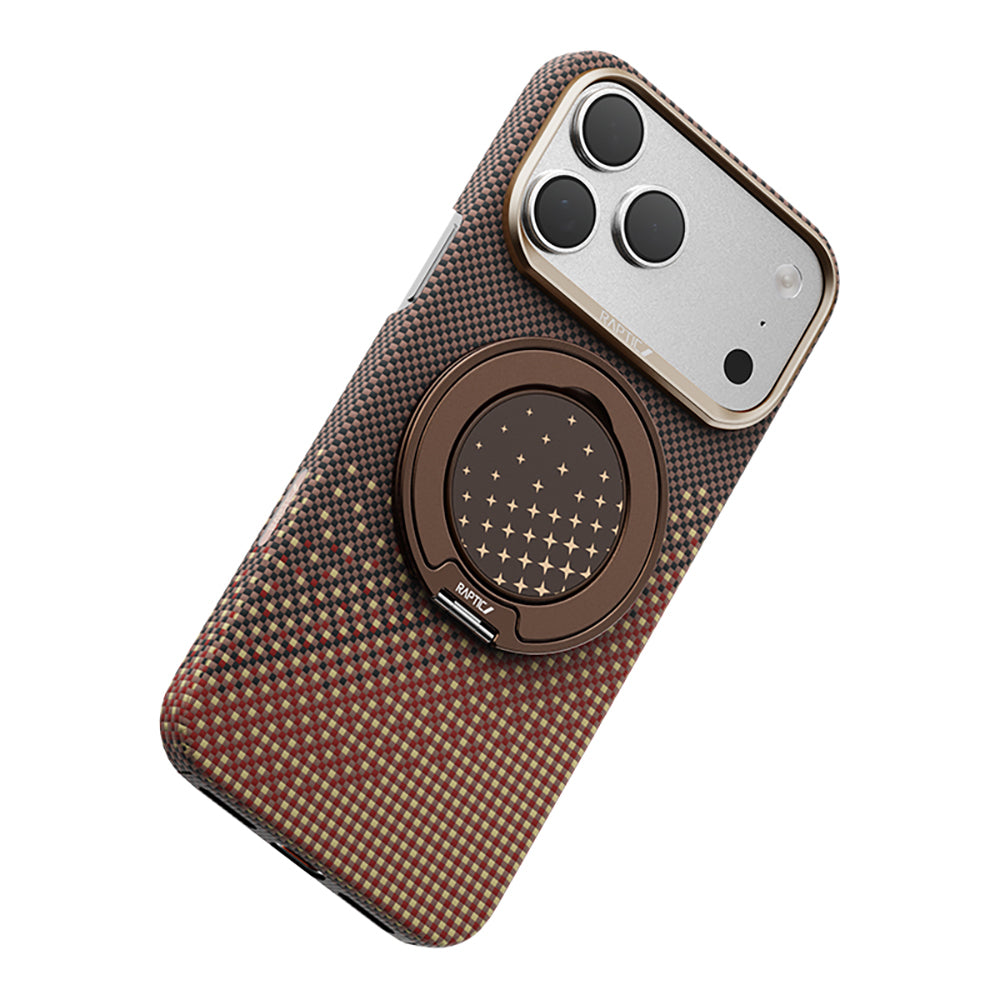 Apple iPhone 17 Pro Kılıf Raptic 2in1 Bundle Kit Aramid Skin Serenity Serisi Stand ve Karbon Kapak