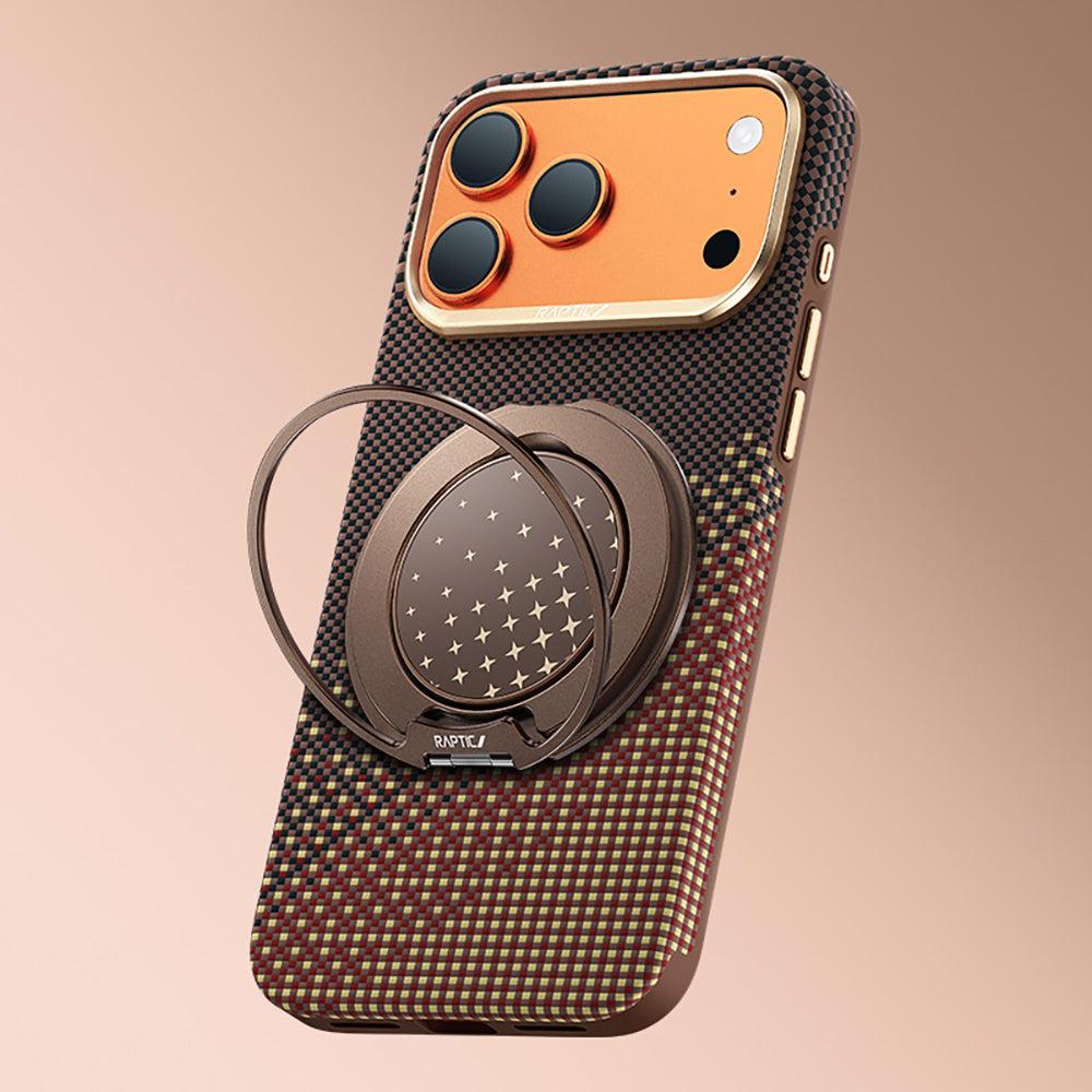 Apple iPhone 17 Pro Kılıf Raptic 2in1 Bundle Kit Aramid Skin Serenity Serisi Stand ve Karbon Kapak
