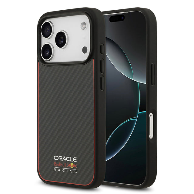 Apple iPhone 17 Pro Kılıf Redbull Orjinal Lisanslı M-safe Şarj Özellikli Karbon Fiber Parlayan Logolu Kevlar Kapak
