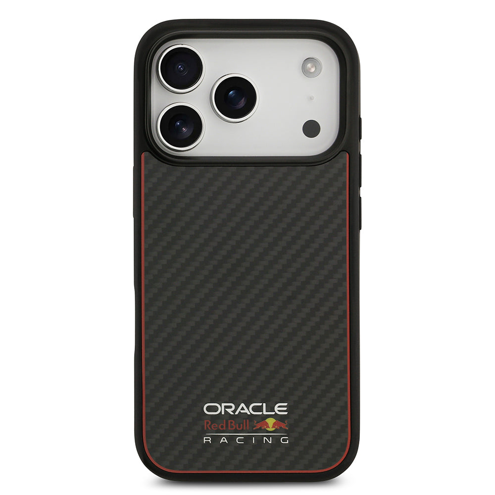 Apple iPhone 17 Pro Kılıf Redbull Orjinal Lisanslı M-safe Şarj Özellikli Karbon Fiber Parlayan Logolu Kevlar Kapak