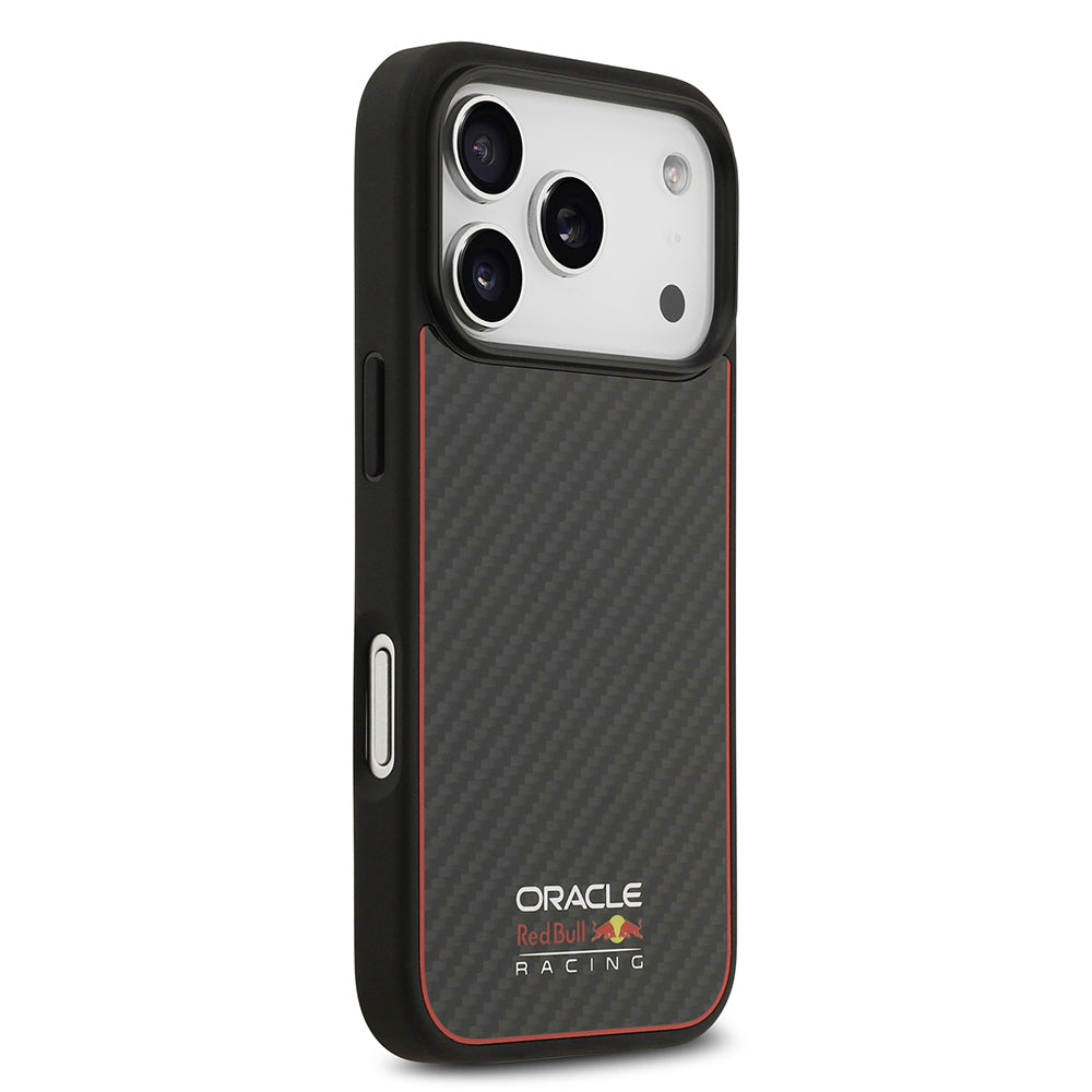 Apple iPhone 17 Pro Kılıf Redbull Orjinal Lisanslı M-safe Şarj Özellikli Karbon Fiber Parlayan Logolu Kevlar Kapak