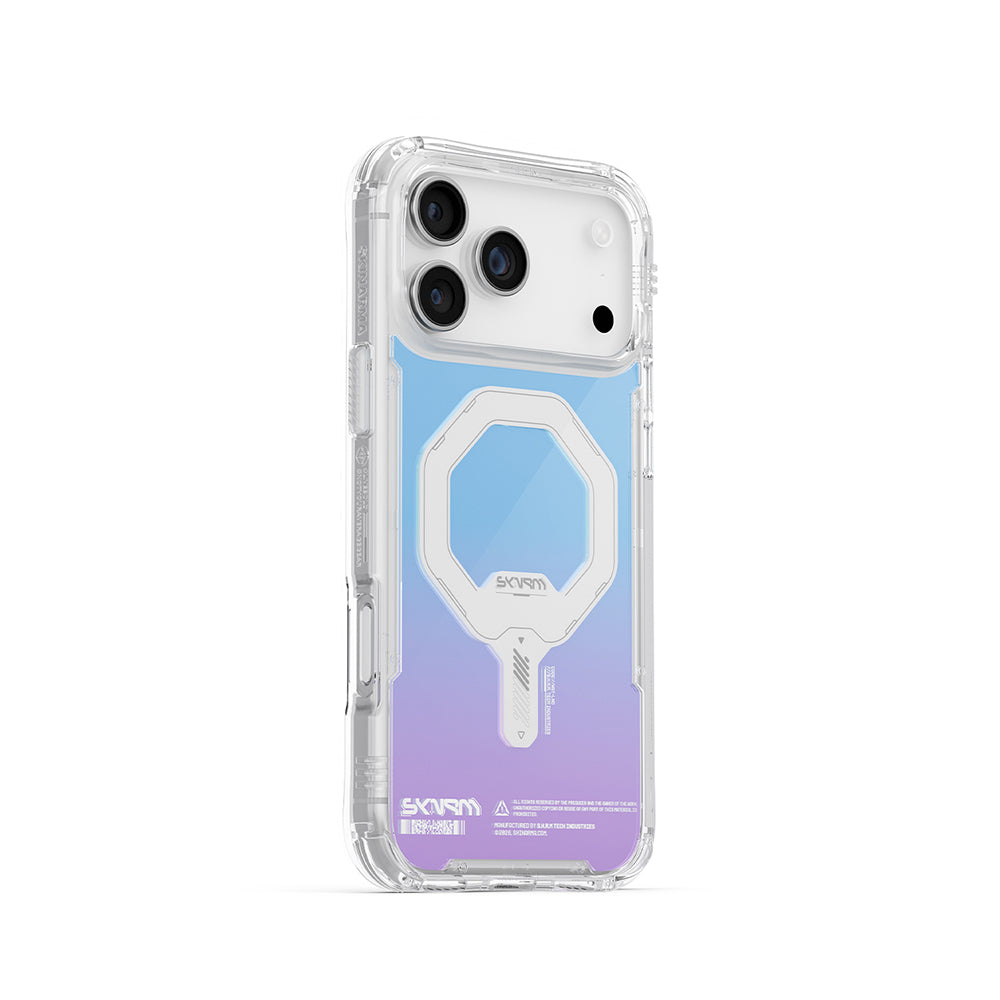 Apple iPhone 17 Pro Kılıf Skinarma M-Safe Şarj Özellikli IML Baskılı Holografik MYST Kapak
