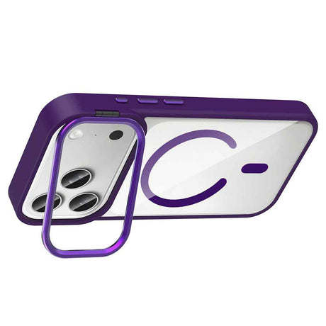 Apple iPhone 17 Pro Kılıf Standlı ve Kamera Lens Hediyeli M-Safe Şarj Özellikli Zore Etro Kapak